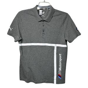 Puma BMW Shirt Men Medium Polo Gray Motorsports Racing Neutral Casual Streetwear